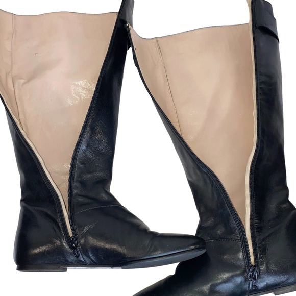 Vintage 1990s Barneys New York Black Leather Riding Boot Flat Sole D Rings sz 38 - Picture 12 of 13